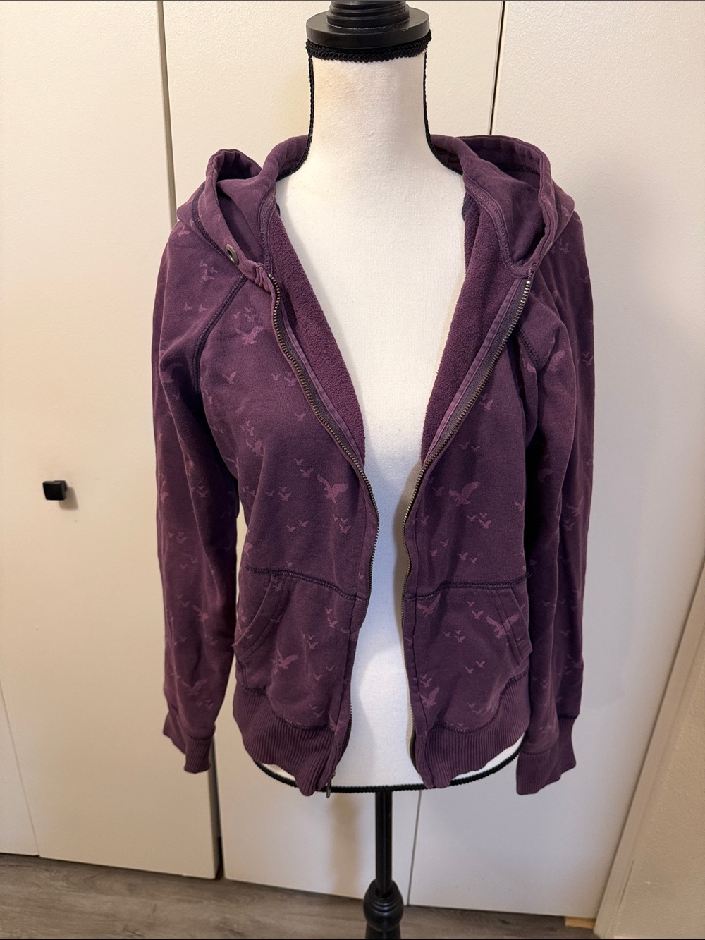 American Eagle Outfitters Plum Zip-Up Hooded Jacket